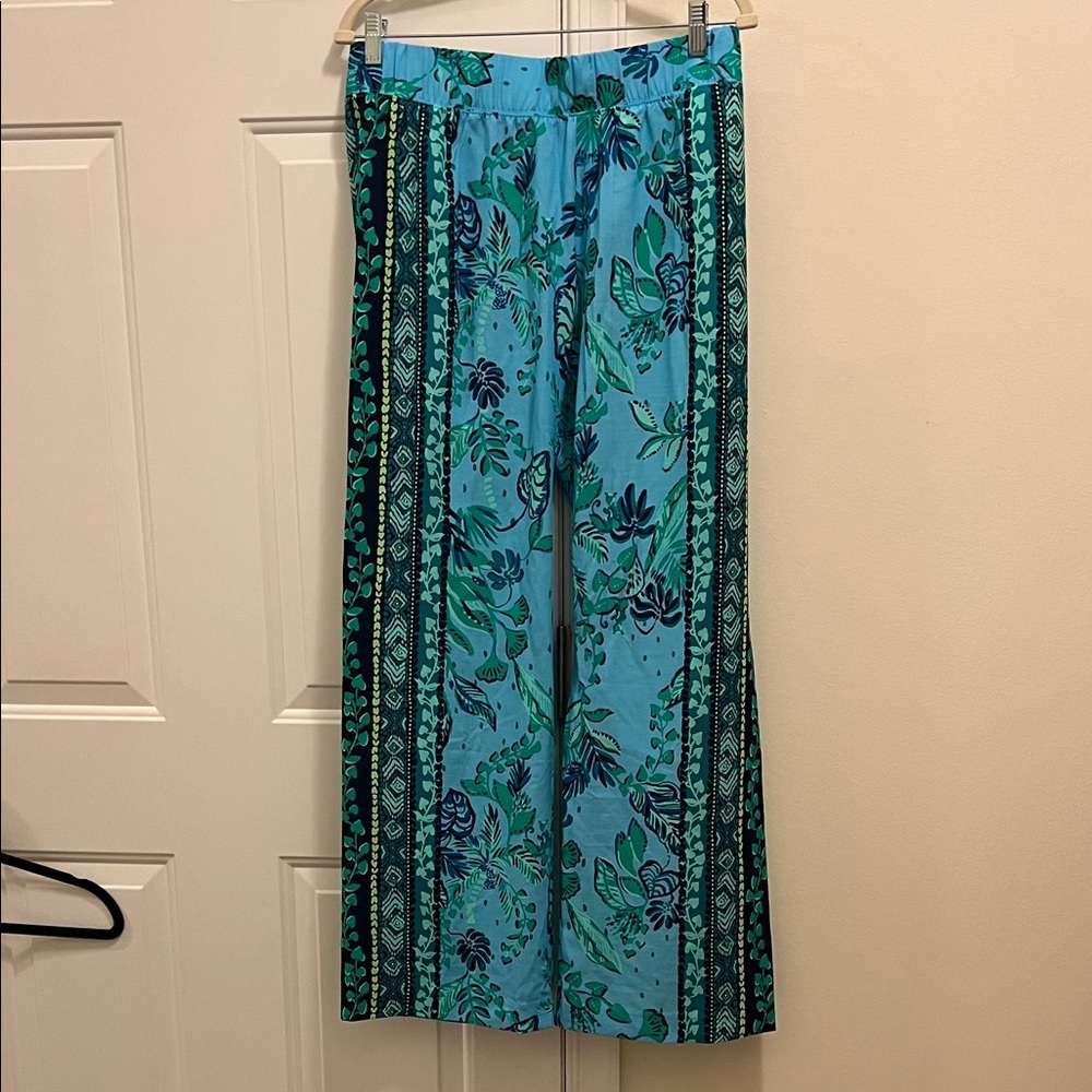 LILLY PULITZER size M Bal Harbour midsize palazzo pant in sea breeze blue